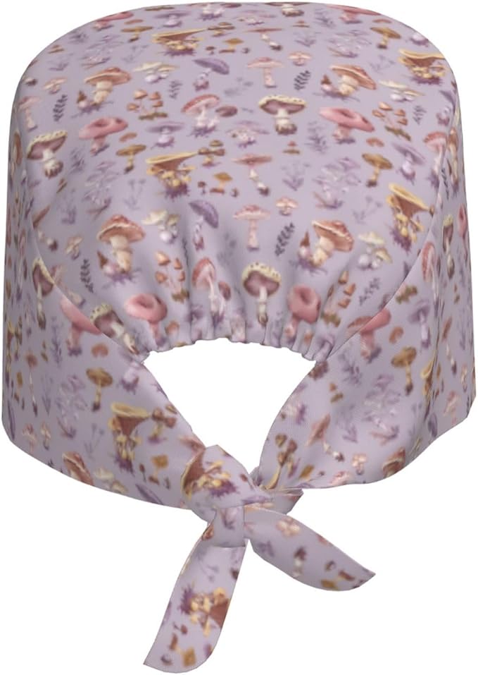 Scrub Cap for Women and Men Boho Black Leaf Pattern Adjustable Breathable - Image 8