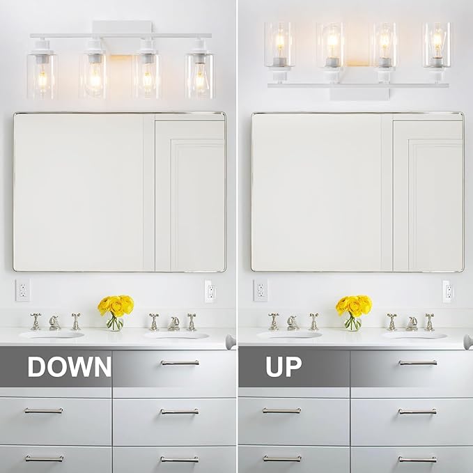 4 Light White Bathroom Light Fixtures Vanity Light Over Mirror Modern Wall - Image 6