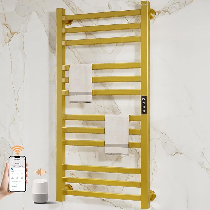 ENZE Smart Heated Towel Rack, 12-Bar Wall-Mounted Electric Towel Warmer 320W by ENZESMART