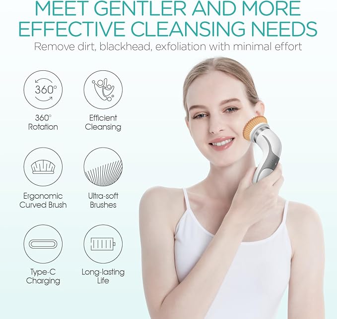 VOGOE Facial Cleansing Brush-Spin Face Scrubber Exfoliator Rechargeable - Image 2