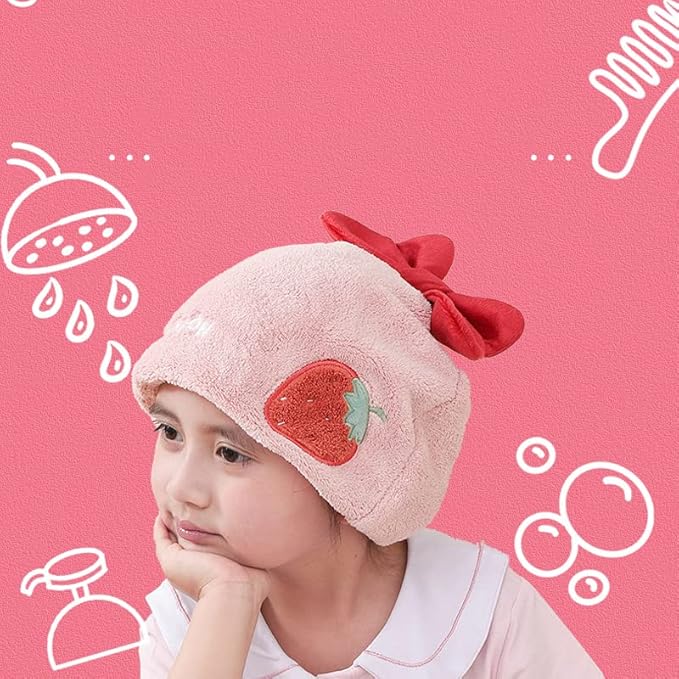 Hair Drying Towel for Kids Girls, Cute Cartoon Absorbent Quick Drying Bath Wrap - Image 3