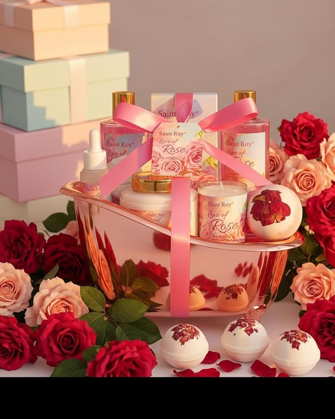 Mothers Day Gifts for Women, Bath Kit Rose Bath and Body Gift, Facial Skin Care - Image 6