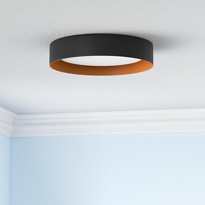 Bargeni 16.5 Inch LED Ceiling Light Fixture, Dimmable Flush Mount Matte Black - Image 2