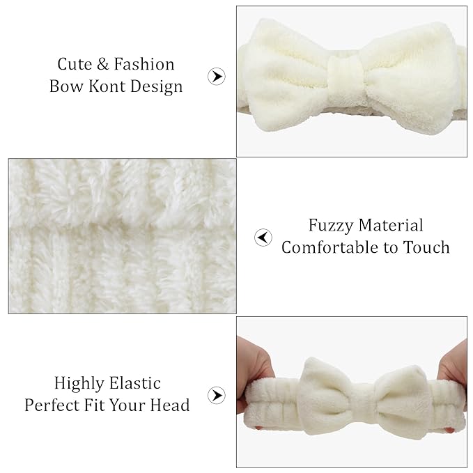 8 Pack Beige SKincare Headband for Washing Face, Spa Headbands for Women Girls - Image 6