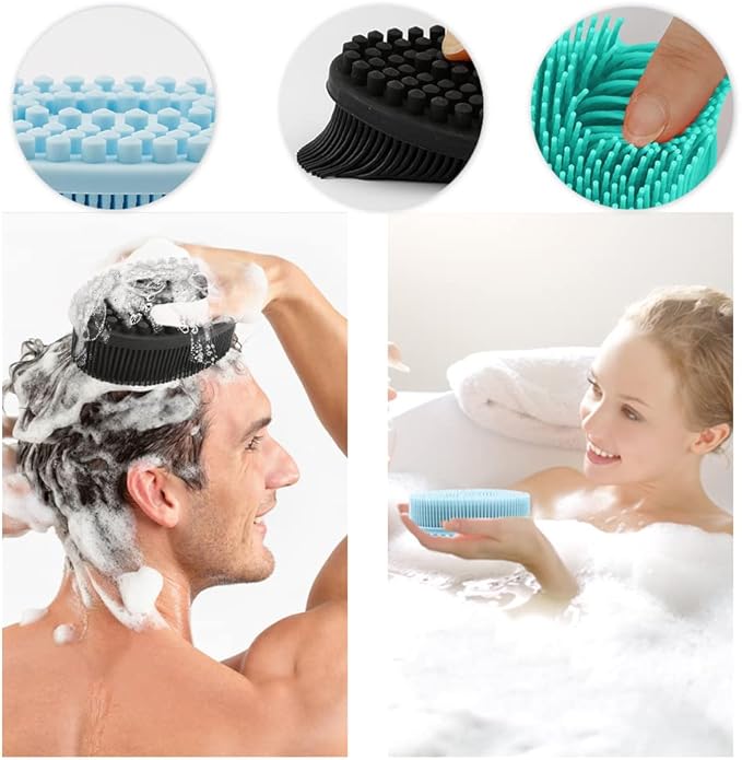 3 Pack Silicone Body Scrubber, Soft Silicone Loofah Exfoliating Body Scrubber - Image 4
