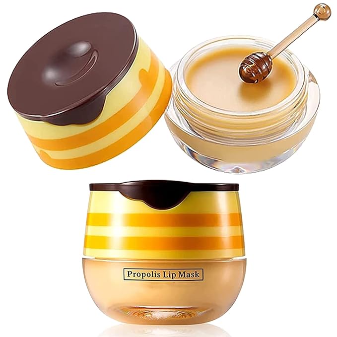 2PCS Lip Balm Honey Pot, Propolis Moisturizing Honey Lip Mask Lip Balm - Image 3