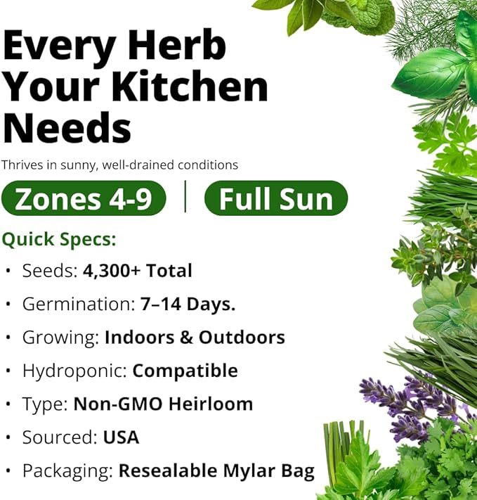 HOME GROWN Herb Seeds for Planting 15-Pack Massive Seed Count 4, 300+ Seeds - Image 4