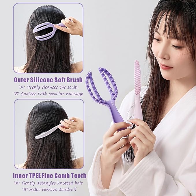 OULIGET 2-in-1 Scalp Massager Shampoo Brush, Hair Scrubber Scalp Stimulator - Image 2