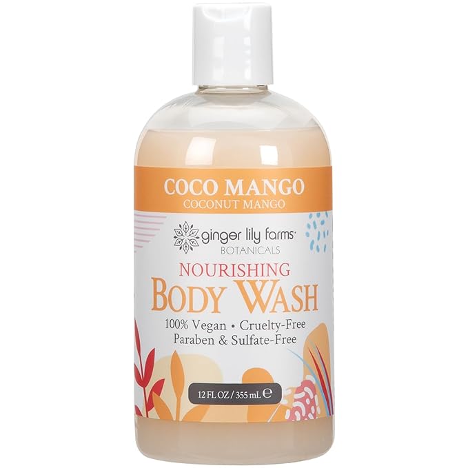 Ginger Lily Farms Botanicals Nourishing Body Wash, Coco Mango, 100% Vegan & by GingerLilyFarms