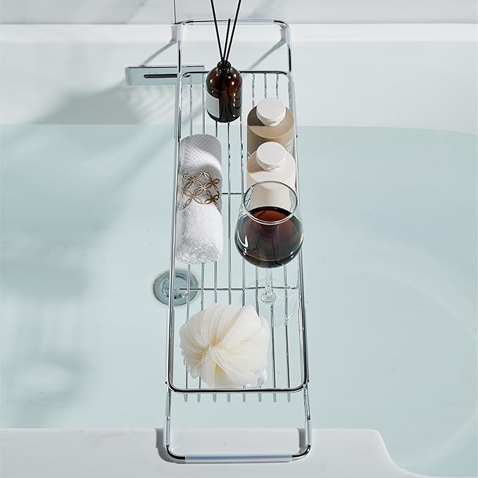 Stainless Steel Bathtub Caddy Tray, Expandable Bath Tub Tray Table, Adjustable - Image 5
