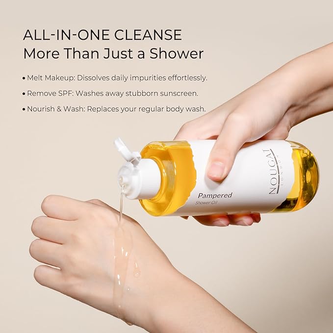NOUGAT Pampered Shower Oil for Daily Bath Routine, Transforming Oil-to-Milk - Image 2