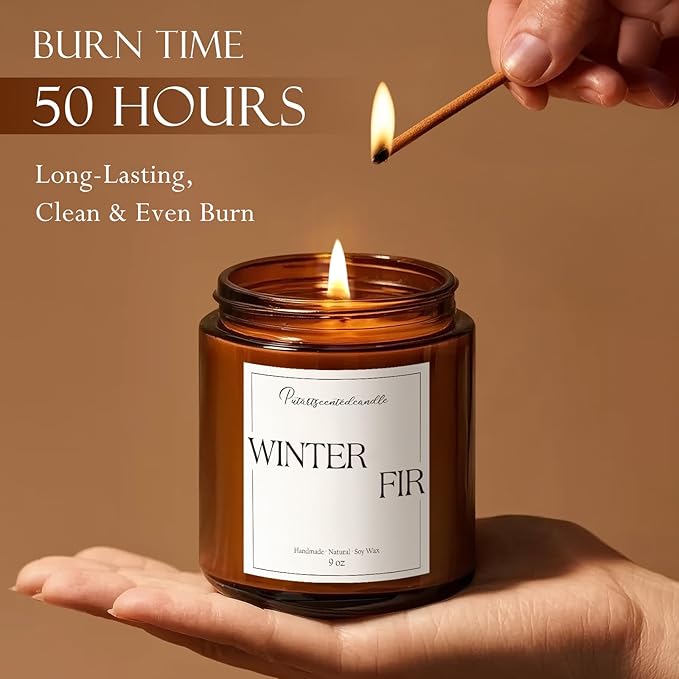 Fir Scented Candles for Home, Natural Soy Wax Aromatherapy Non Toxic Winter Fir - Image 8