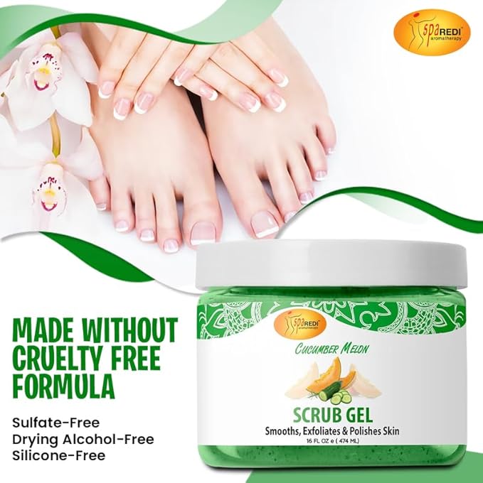 SPA REDI – Exfoliating Scrub Pumice Gel, Cucumber Melon, 16 oz - Image 7