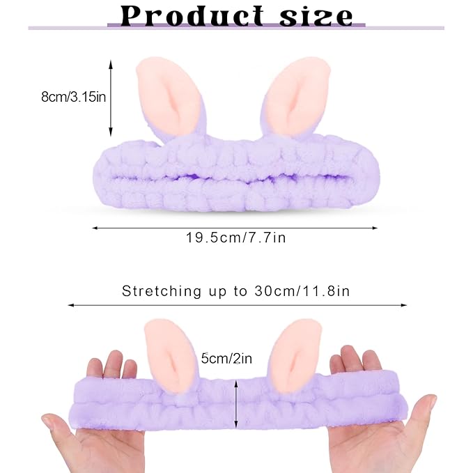 Jowmoy Cute Rabbit Ears Headband Frog Eye Elastic to Wash Face - Image 2