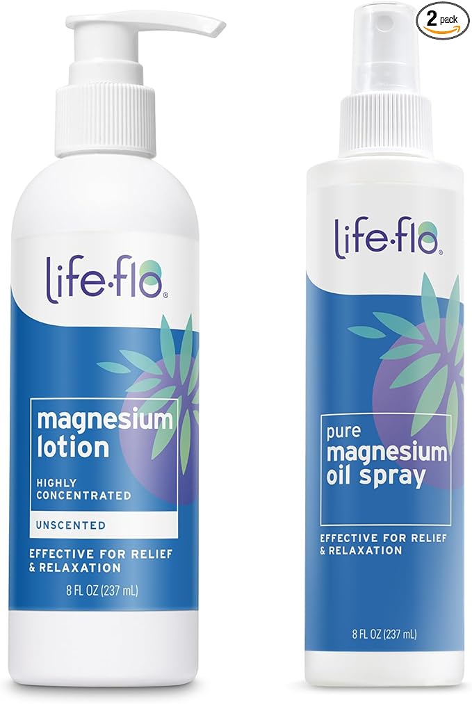 LIFE-FLO Magnesium Lotion and Pure Magnesium Oil Spray Bundle by LIFE-FLO