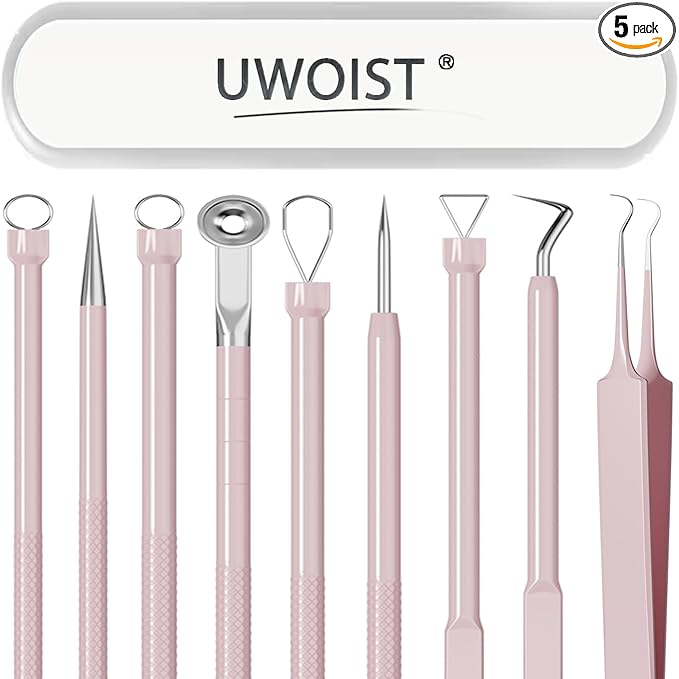 Pimple Popper Tool Kit Blackhead Remover Tools, Professional Stainless Black by UWOIST