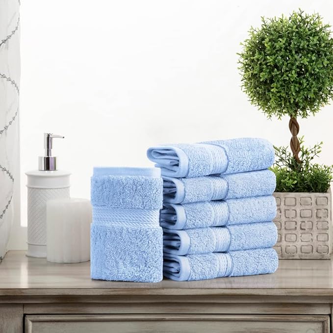 Superior Egyptian Cotton Pile Face Towel/Washcloth Set of 6, Ultra Soft Luxury - Image 2