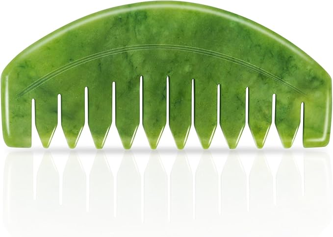 Gua Sha Comb, Natural Guasha Stone Jade, Head Scalp Caring Massage Comb by LEOSENSETOOLSFORYOU