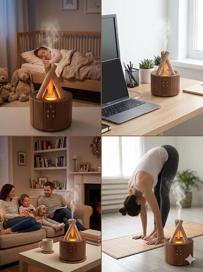 Campfire Flame Diffuser for Essential Oils, 250ml Ultrasonic Cool Mist - Image 2