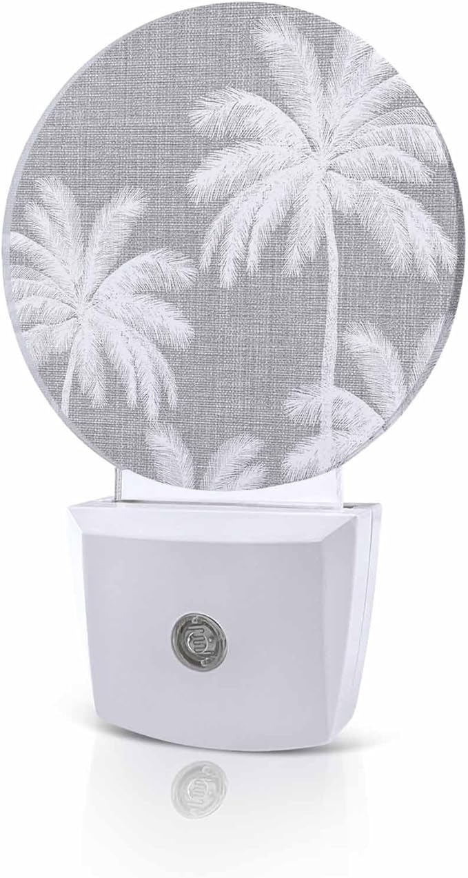 Night Lights Auto Sensor Tropical Palm Trees Night Light Grey Linen Coastal by Home+L6