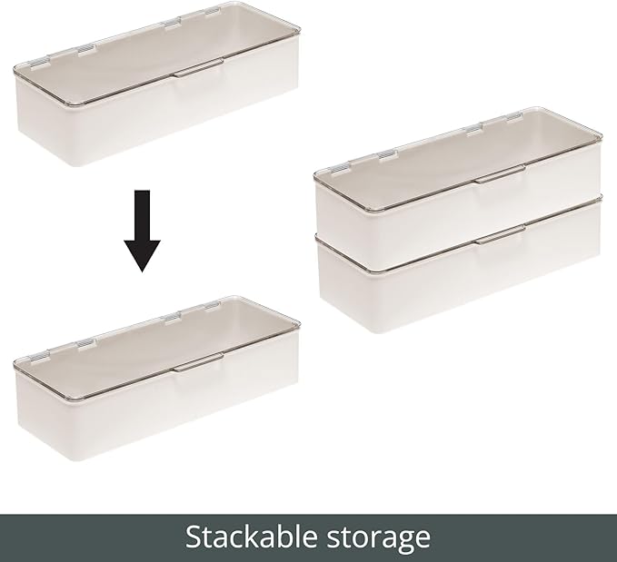 mDesign Long Plastic Cosmetic Storage Organizer Box Containers, Hinged Lid - Image 5