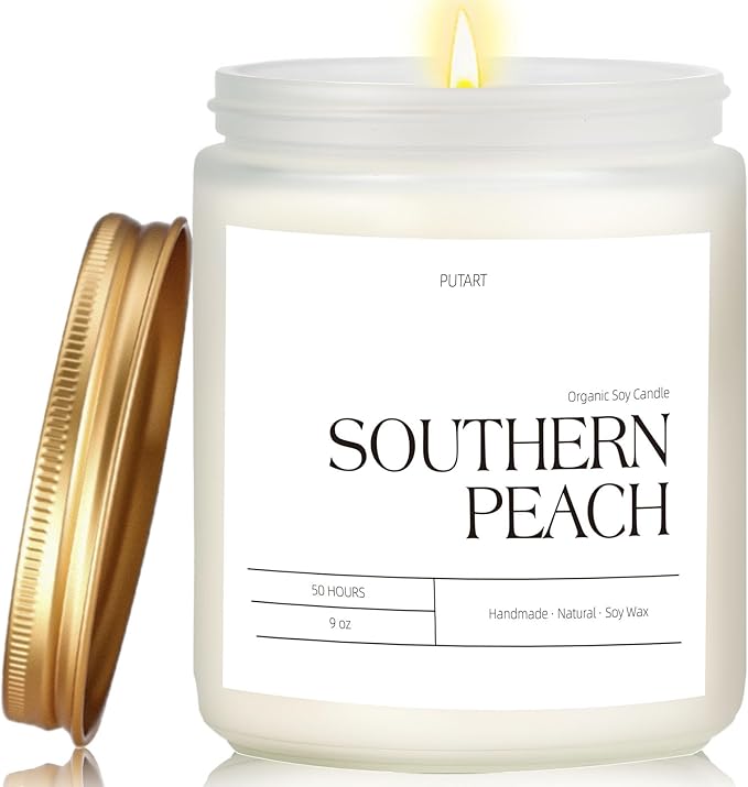 Peach Scented Candles for Home, 9oz Natural Soy Wax Aromatherapy Organic Peach by Unknown