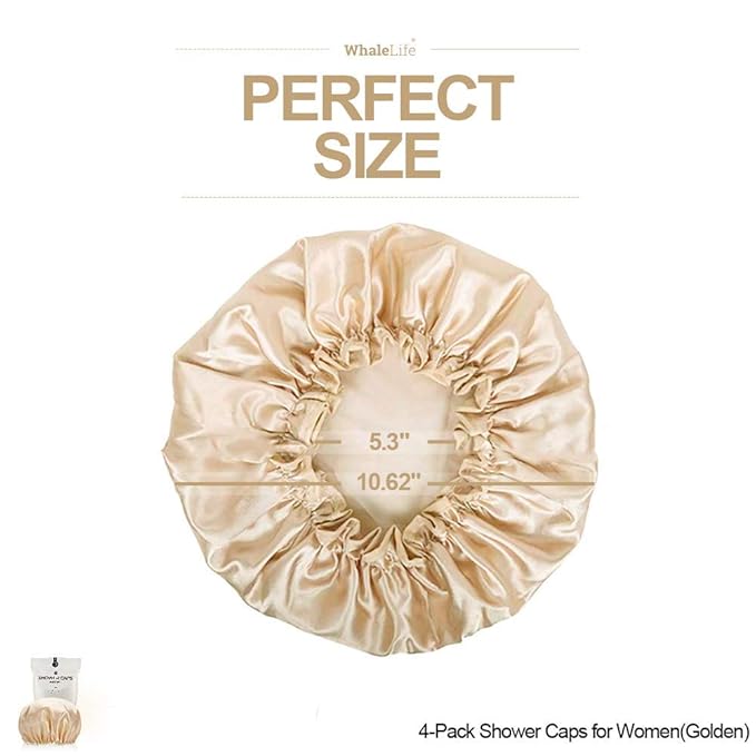 Shower Cap for Women Reusable Extra Large Shower Cap for Men Satin Double Layer - Image 5