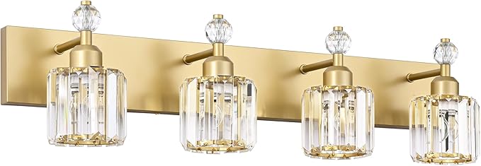 PRESDE Crystal 4 Bathroom Vanity Light Modern Gold Vanity Light Fixture Wall by HOME