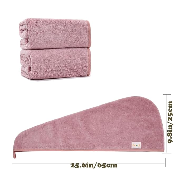 M-bestl 2 Pack Microfiber Hair Towel Wrap, Hair Drying Towel - Image 6