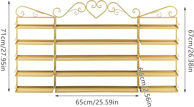 3PCS Wall-Mounted Nail Polish Racks, 5-Tier Metal Makeup Display Wall Shelf - Image 3