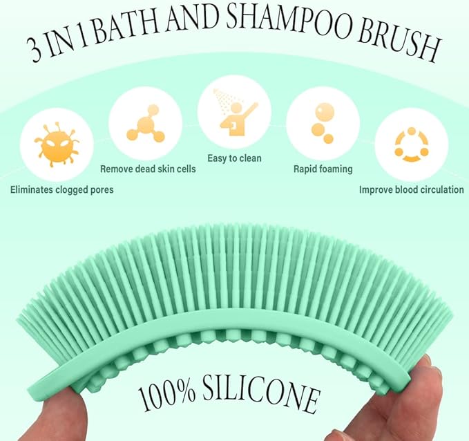 3 Pack Silicone Body Scrubber, Soft Silicone Loofah, Exfoliating Body Scrubber - Image 2