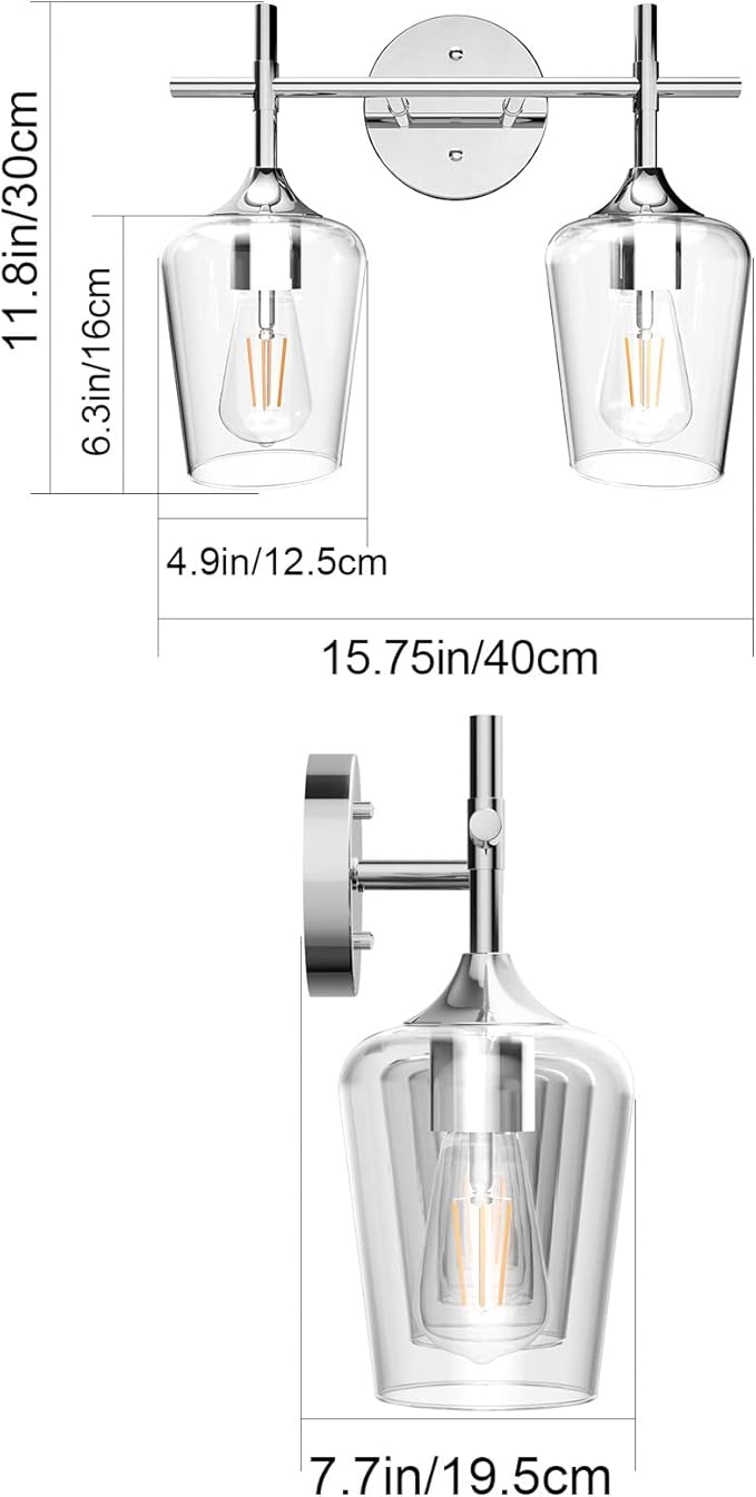 Ralbay Chrome Bathroom Light Fixtures 2-Lights - Image 4