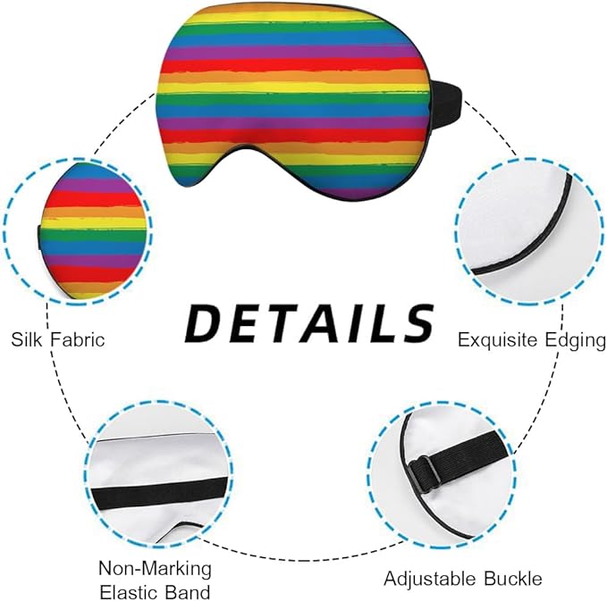Rainbow Striped Sleep Eye Mask LGBT Flag Color Stripes Art Silk Eye Mask - Image 3