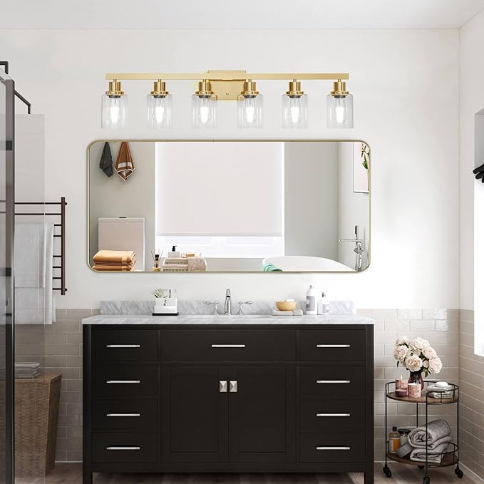 6 Light Gold Bathroom Vanity Light, Bathroom Light Fixtures - Image 9