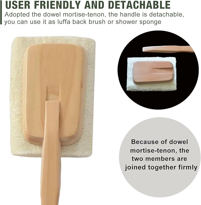 2 Pack Natural Exfoliating Loofah Luffa Loofa Bath Brush On a Stick, Shower - Image 4