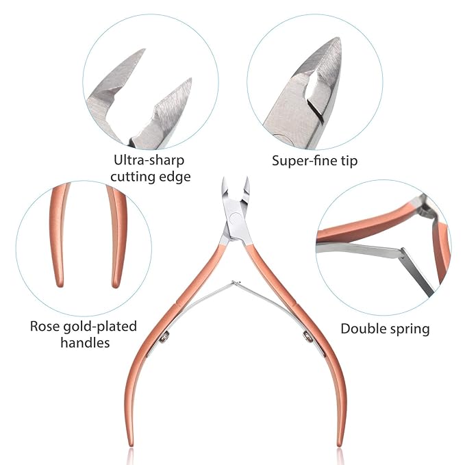 Mudder 3 Pack Rose Gold Cuticle Trimmer Nippers Cutter Tool Stainless Steel - Image 5