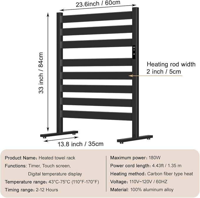 Towel Warmers for Bathroom, Heated Towel Racks, Upgraded Extra-Wide Heating Area - Image 6