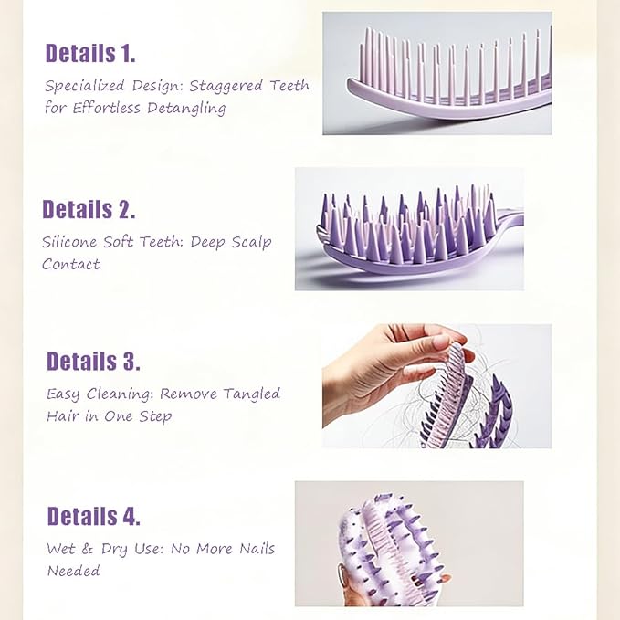 OULIGET 2-in-1 Scalp Massager Shampoo Brush, Hair Scrubber Scalp Stimulator - Image 6