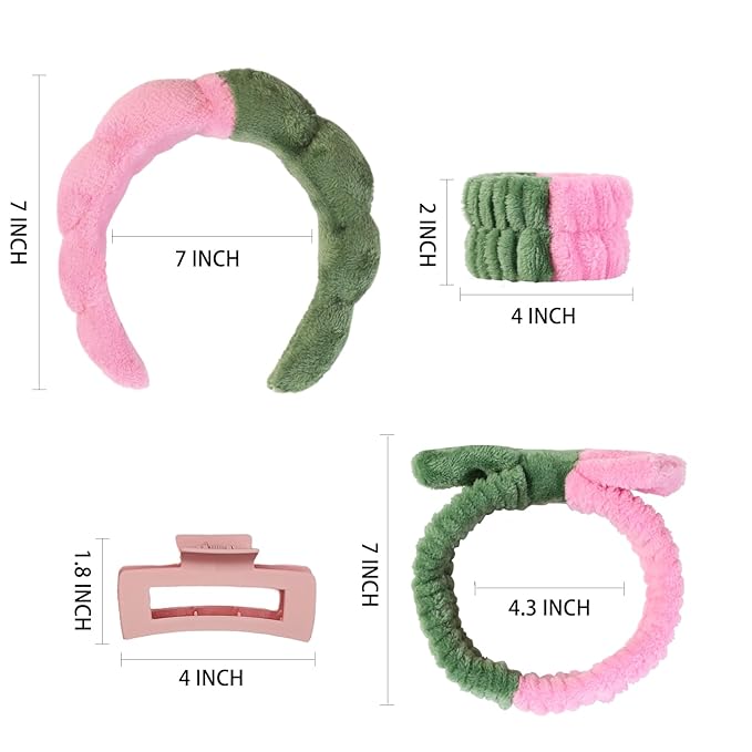 7 Pcs Spa Set, Facial Headband and Wristband Set, Skincare Accessories - Image 7