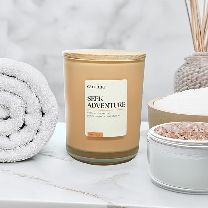 Carolina Seek Adventure Scented Candle, 16 oz Amber & Jasmine Scented, 2 Wick - Image 3