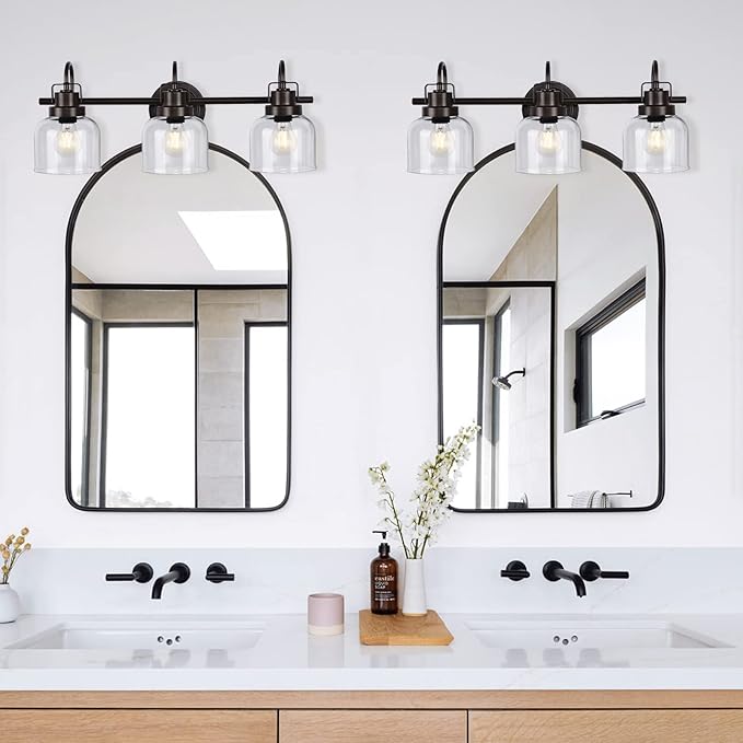 Bronze Bathroom Vanity Lights, 3-Light Vanity Light Fixtures - Image 3