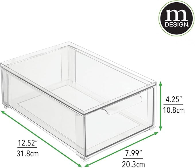 mDesign Plastic Stackable Bathroom Storage Organizer Bin - Image 3