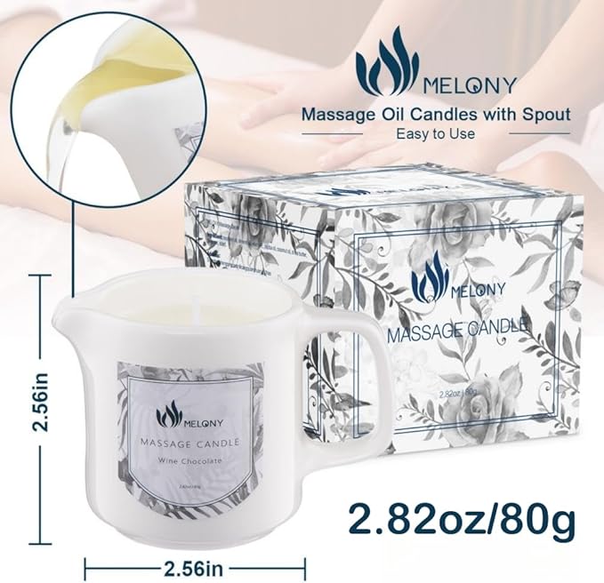 MELONY Soy Massage Oil Candle | Wine Chocolate | Low Temp | 2.82 OZ / 80G | - Image 7