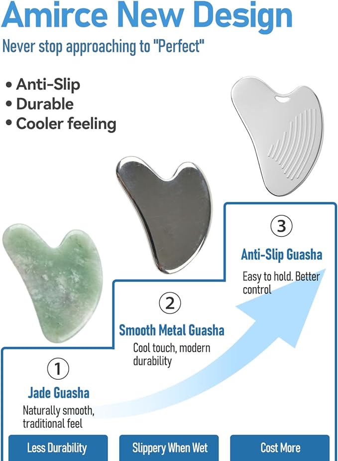 Amirce Non-Slip Grip Stainless Steel Gua Sha Tool - Image 2