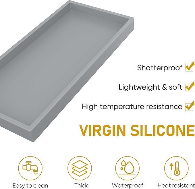 EG-SIPRO Bathroom Counter Tray, Rectangular, Shatterproof, Soap Dispenser Tray - Image 4