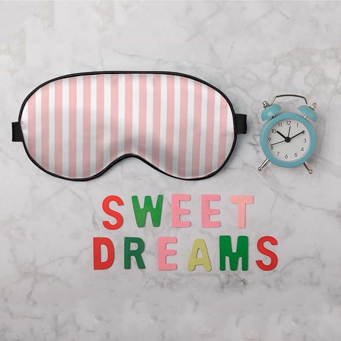 Striped Eye Mask Sleeping Mask Pink and White Stripes Sleep Masks Silky Soft - Image 6
