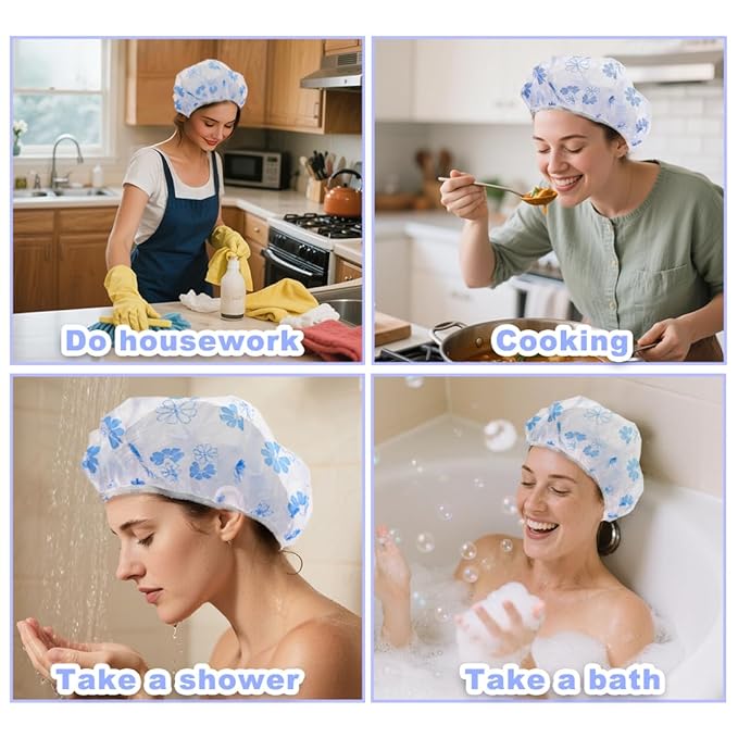 18Pcs Plastic Shower Caps for Women Waterproof Bath Caps Bathing Hair Cap - Image 7