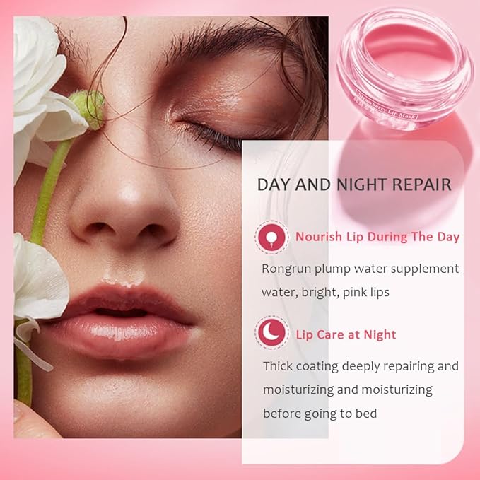 5PCS Bee Lip Balm Honey Pot，Peach&Grape&Aloe&Coconut&Watermelon Lip Mask - Image 4