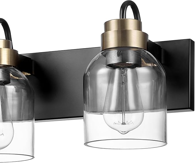 Globe Electric 63000200 22" 3-Light Vanity Light, Matte Black, Matte Brass - Image 4