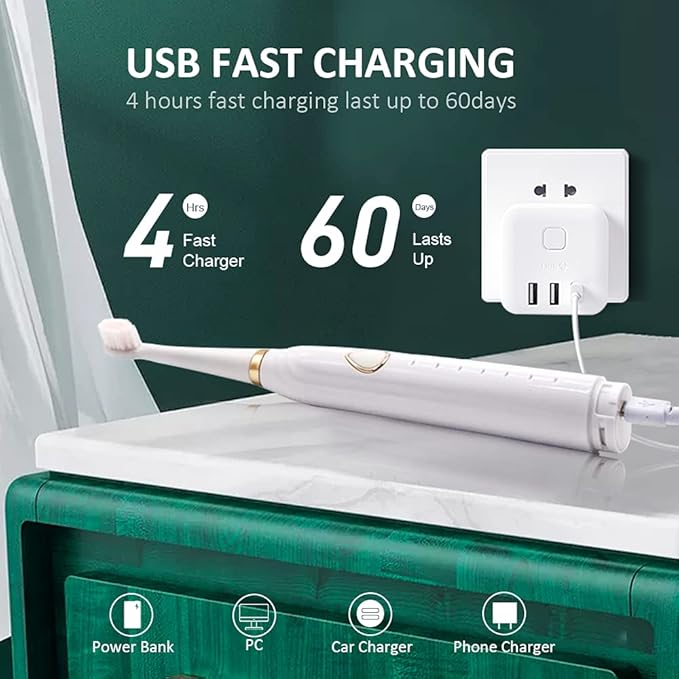 Sonic Electric Toothbrush, USB Rechargeable Powerful Sonic Cleaning Tooth Brush - Image 5